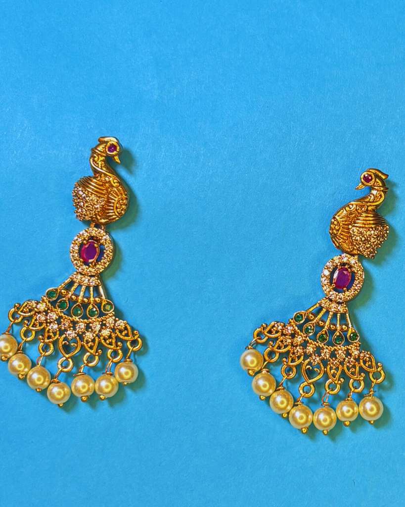 Statement Peacock Drop Earrings