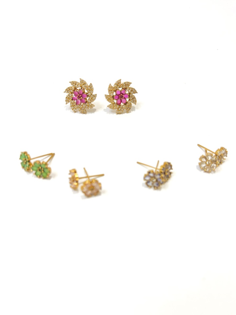 Interchangeable Flower Stud Earrings with Crystal Petals