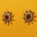 Polki Ruby Pearl Earrings