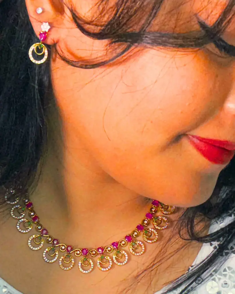 Ruby Drop Spiral Necklace Set