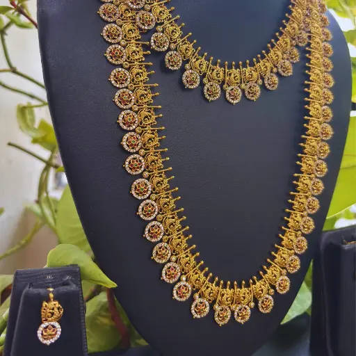 Majestic Peacock Layered Haram Necklace Set