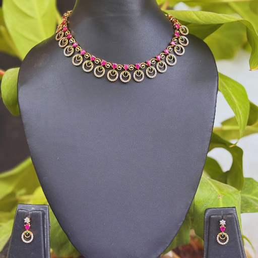 Ruby Drop Spiral Necklace Set