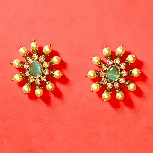 Floral Inspired Kundan Stud Earrings