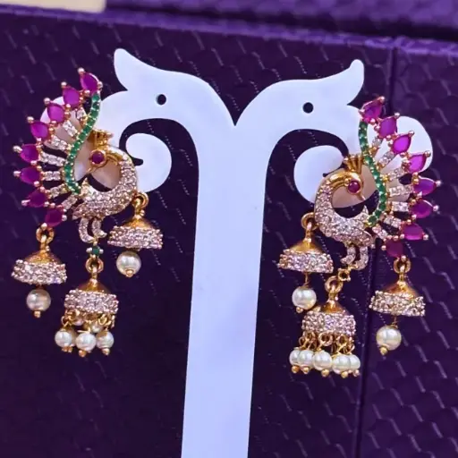 Dancing Peacock Jhumka Earring