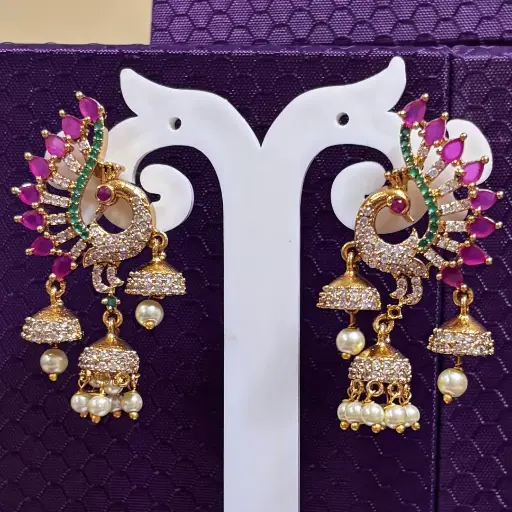 Dancing Peacock Jhumka Earring