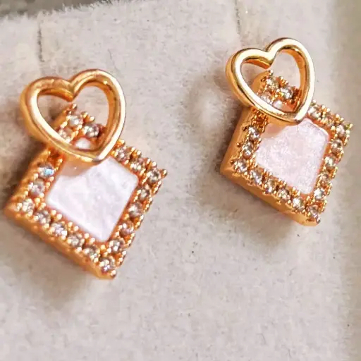 Heartfelt Sparkle Rose Gold Studs