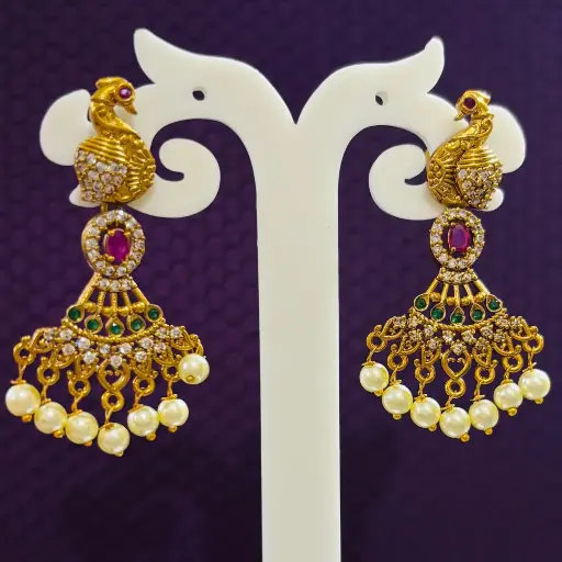 Statement Peacock Drop Earrings