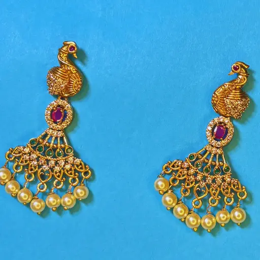 Statement Peacock Drop Earrings